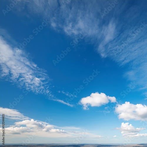 Blue Sky with Clouds-A clear, blue sky with soft clouds, offering plenty of space for text overlays, inspirational quotes, or product placement in an airy, open setting