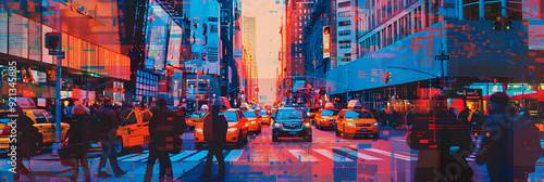 Abstract Urban Scene: A Metropolitan Masterpiece in Quantized Colors