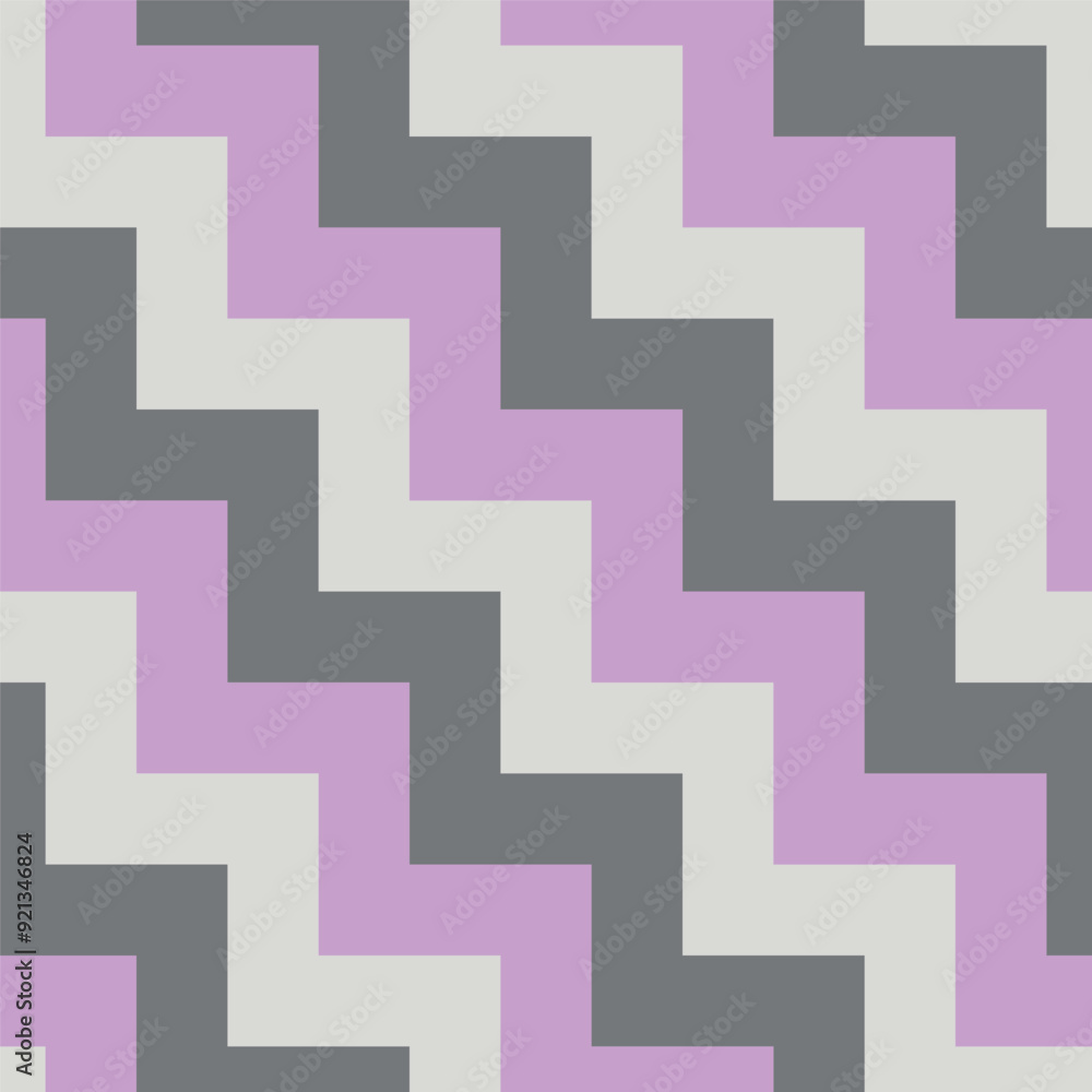 Diagonal zig zag vector repeat pattern. Geometric step illustration background in gray and purple. Diagonal zig zag vector repeat pattern. Geometric step illustration background in gray and purple.