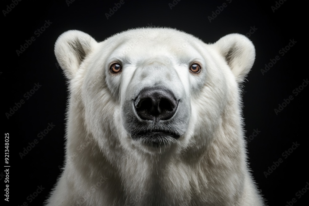 Photo of a polar bear isolated against a black background, emphasising the polar bear's majestic features. Wildlife and conservation concept, space for copy. Photo of a polar bear isolated against a black background, emphasising the polar bear's majestic features. Wildlife and conservation concept, space for copy.