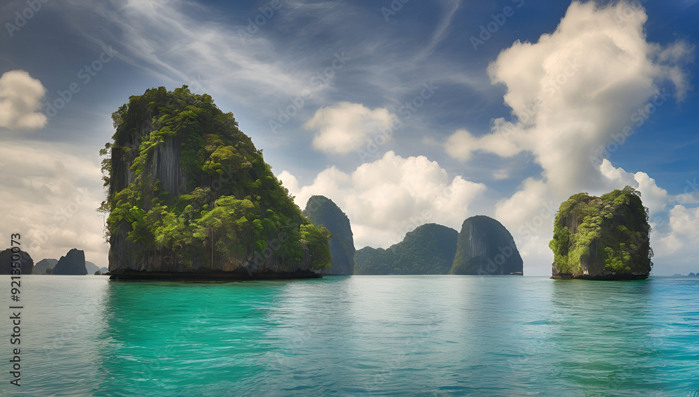 Obraz premium Limestone karst in Andaman sea, Koh Poda, Generative AI