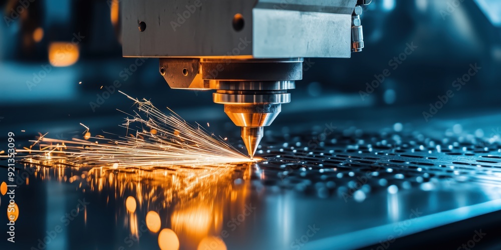 a machine from which sparks fly in a factory at work a machine from which sparks fly in a factory at work