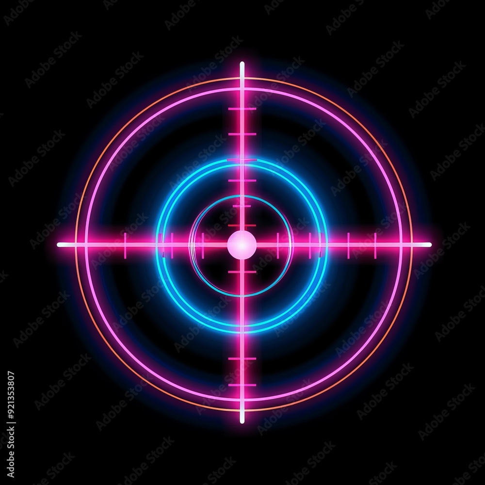 Neon target design with vibrant colors on a dark background Neon target design with vibrant colors on a dark background