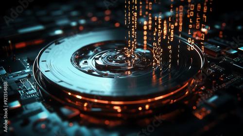 Futuristic Data Flow from High-Tech Storage Device
