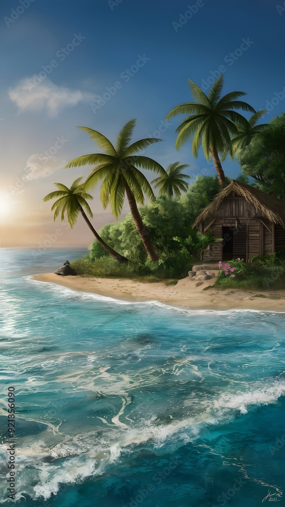 Obraz premium Beach with palm trees