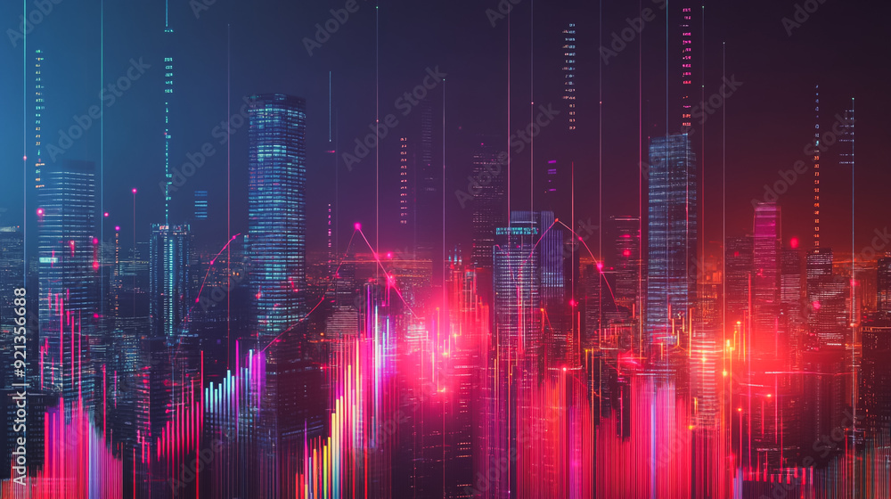 Smart digital city with connection network that is at the cutting edge of innovation in technology and business with bright, modern skyscrapers. Backgrounds for technology and charts and graphs Smart digital city with connection network that is at the cutting edge of innovation in technology and business with bright, modern skyscrapers. Backgrounds for technology and charts and graphs