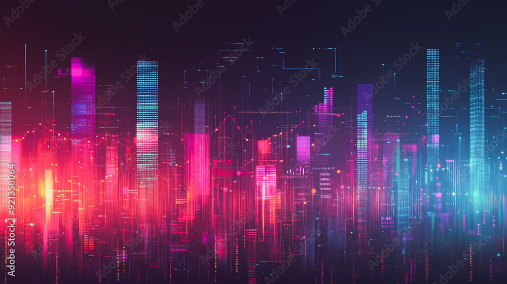 Smart digital city with connection network that is at the cutting edge of innovation in technology and business with bright, modern skyscrapers. Backgrounds for technology and charts and graphs Smart digital city with connection network that is at the cutting edge of innovation in technology and business with bright, modern skyscrapers. Backgrounds for technology and charts and graphs