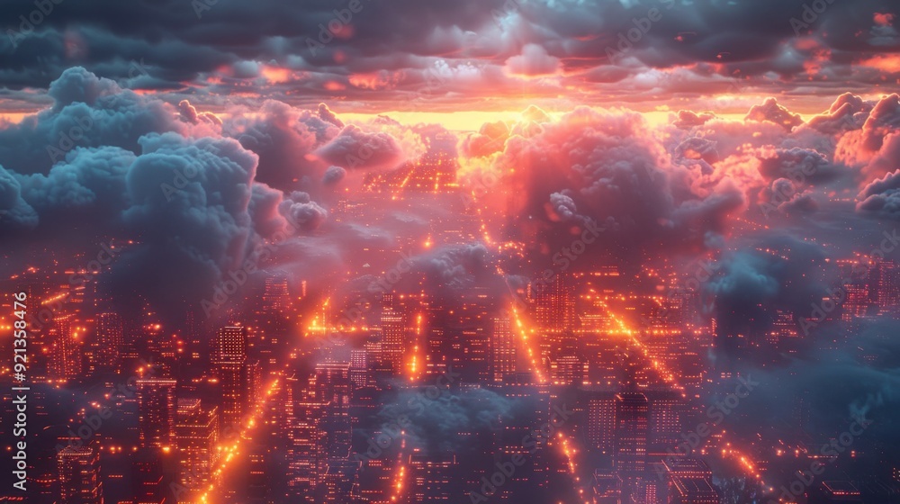 3d concept of big data cloud storage 3d concept of big data cloud storage