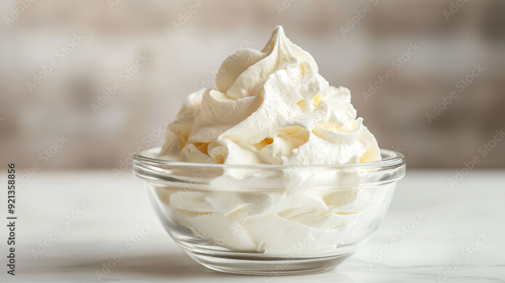 Whipped egg whites, used to make cream, displayed on a wooden background. The frothy, airy texture of the whipped egg whites is highlighted, emphasizing their smooth, fluffy consistency. Whipped egg whites, used to make cream, displayed on a wooden background. The frothy, airy texture of the whipped egg whites is highlighted, emphasizing their smooth, fluffy consistency.