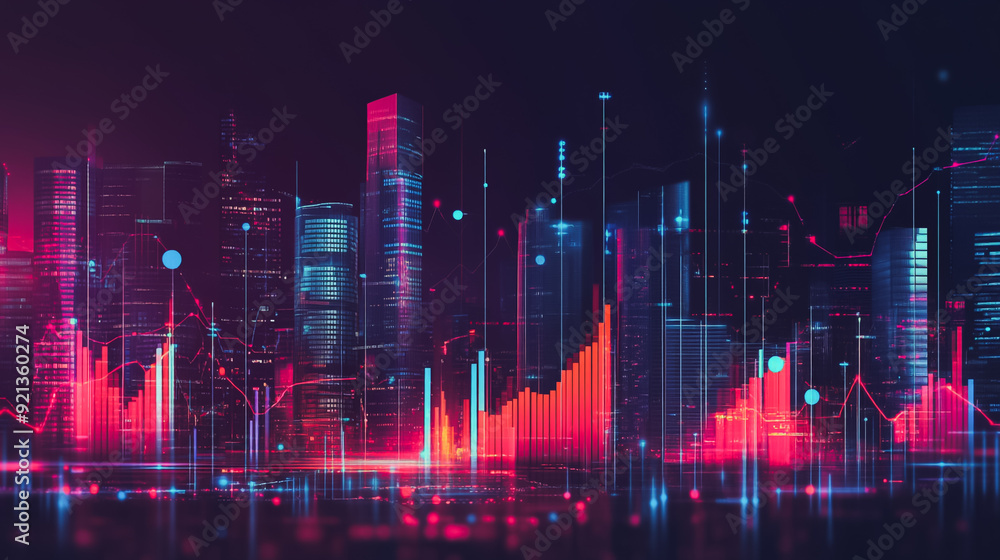 Smart digital city with connection network that is at the cutting edge of innovation in technology and business with bright, modern skyscrapers. Backgrounds for technology and charts and graphs Smart digital city with connection network that is at the cutting edge of innovation in technology and business with bright, modern skyscrapers. Backgrounds for technology and charts and graphs