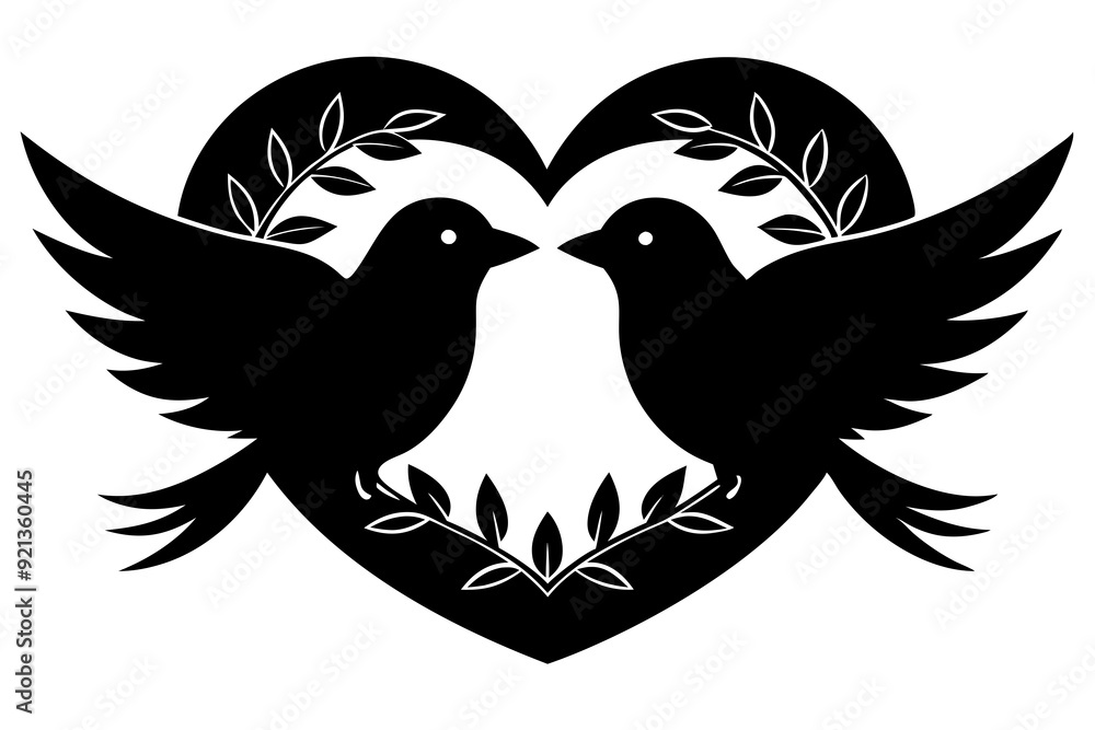 Love bird silhouette vector art illustration Love bird silhouette vector art illustration