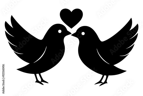 Love bird silhouette vector art illustration