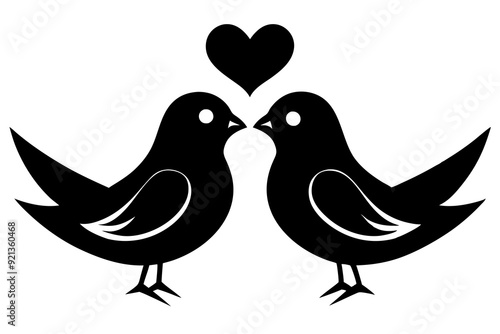 Love bird silhouette vector art illustration