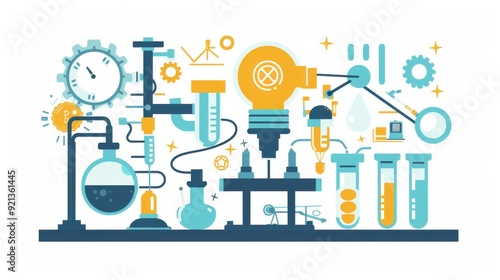 Flat design concept illustration with experimental thinking of idea lab.