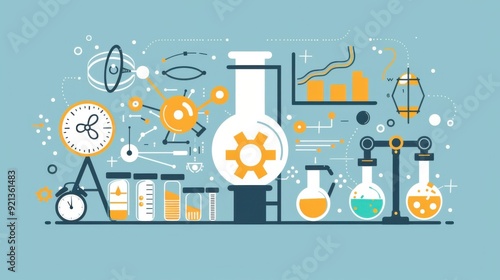 Flat design concept illustration with experimental thinking of idea lab.