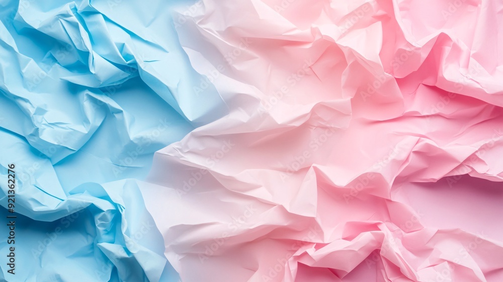Pastel blue and pink crumpled paper background, with copy space Pastel blue and pink crumpled paper background, with copy space