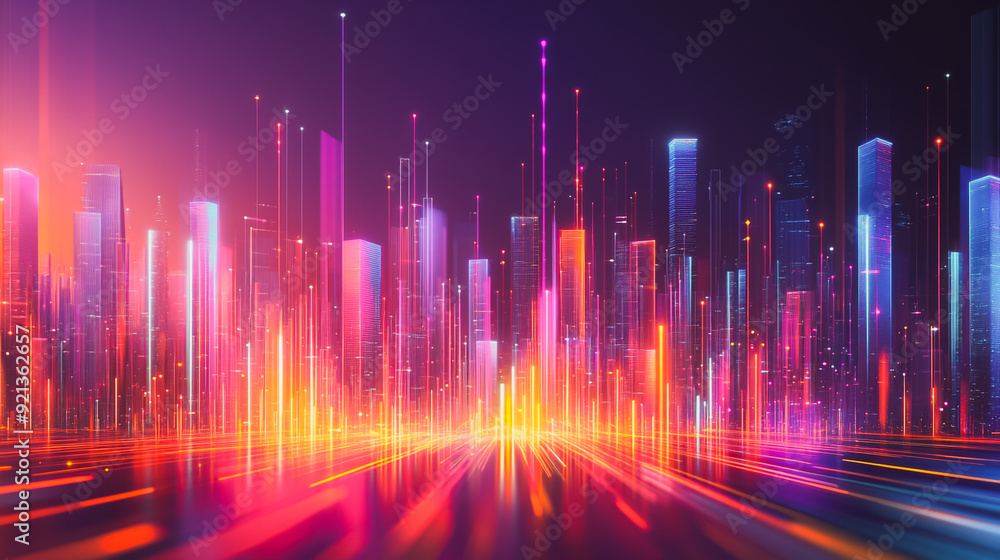 Smart digital city with connection network that is at the cutting edge of innovation in technology and business with bright, modern skyscrapers. Backgrounds for technology and charts and graphs Smart digital city with connection network that is at the cutting edge of innovation in technology and business with bright, modern skyscrapers. Backgrounds for technology and charts and graphs