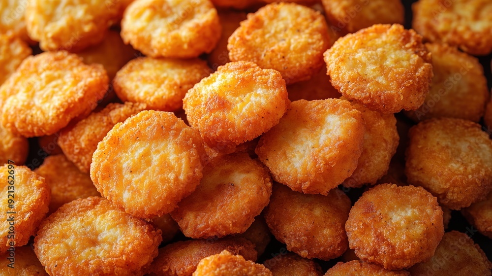 Top view of a pattern with nuggets. Nuggets background. Top view of a pattern with nuggets. Nuggets background.