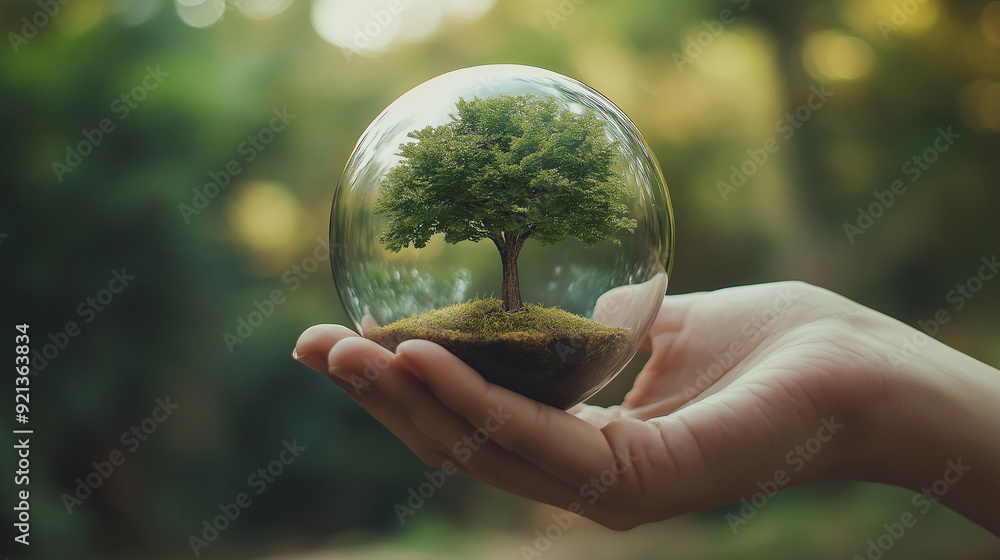 miniatur Erdkugel aus gras grün samtweich zart mit Planet Erde Afrika gehalten von einer Hand liegt in offener Handfläche mit Skyline Stadt Großstadt Kulisse Generative AI Symbol für Nachhaltigkeit miniatur Erdkugel aus gras grün samtweich zart mit Planet Erde Afrika gehalten von einer Hand liegt in offener Handfläche mit Skyline Stadt Großstadt Kulisse Generative AI Symbol für Nachhaltigkeit