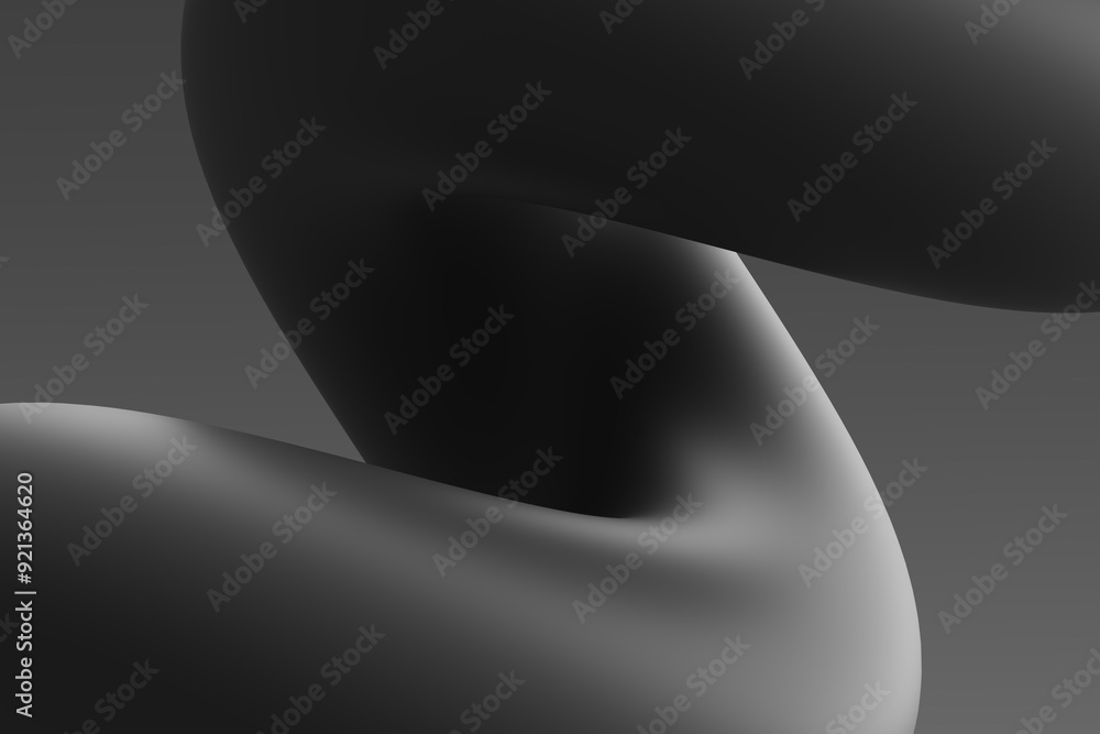 Abstract black and gray curves create a fluid design in a minimalist composition