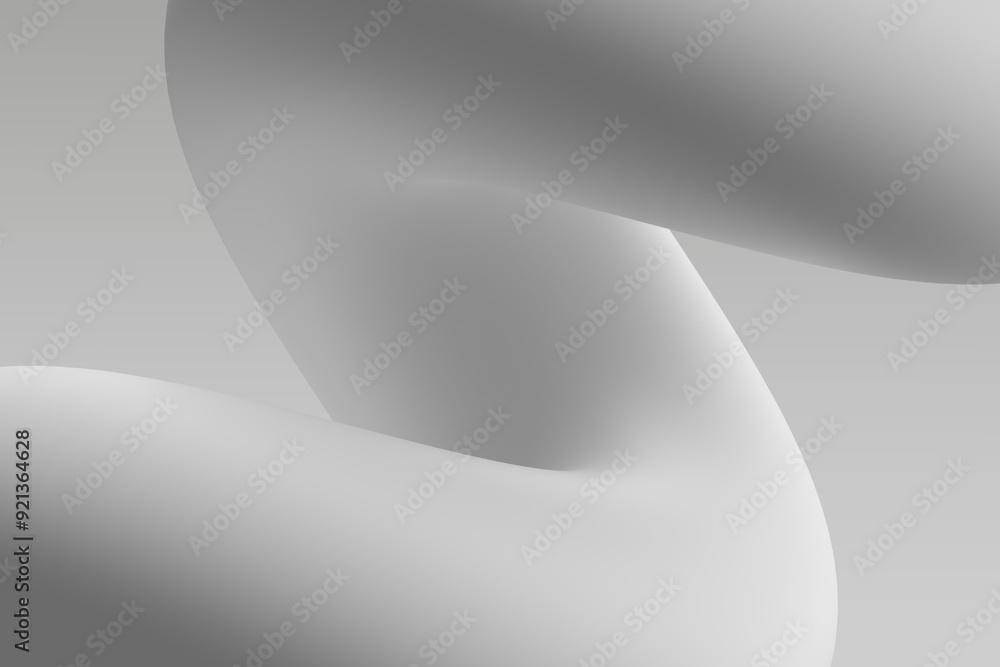Abstract white sculpture with smooth curves and subtle shadows in a minimalist setting