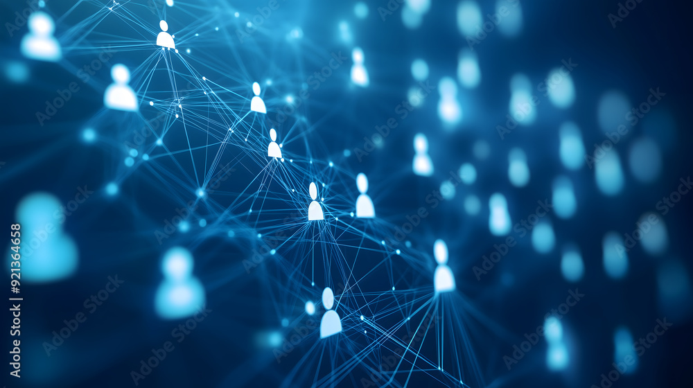 Obraz premium Digital Web: Connected Accounts on a Blue Network