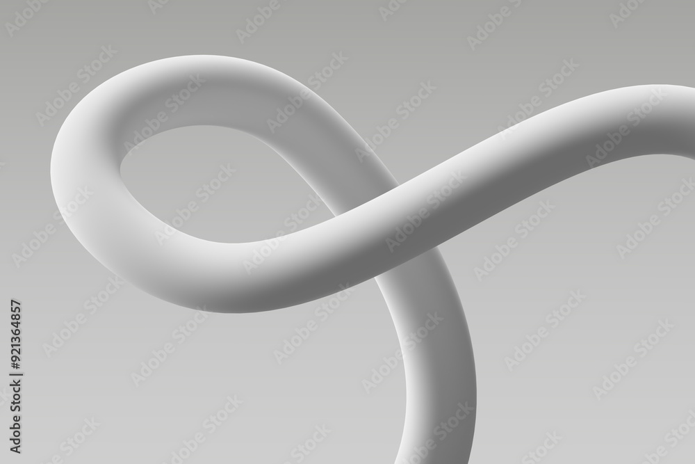 A smooth white ribbon loops elegantly against a minimalist gray backdrop
