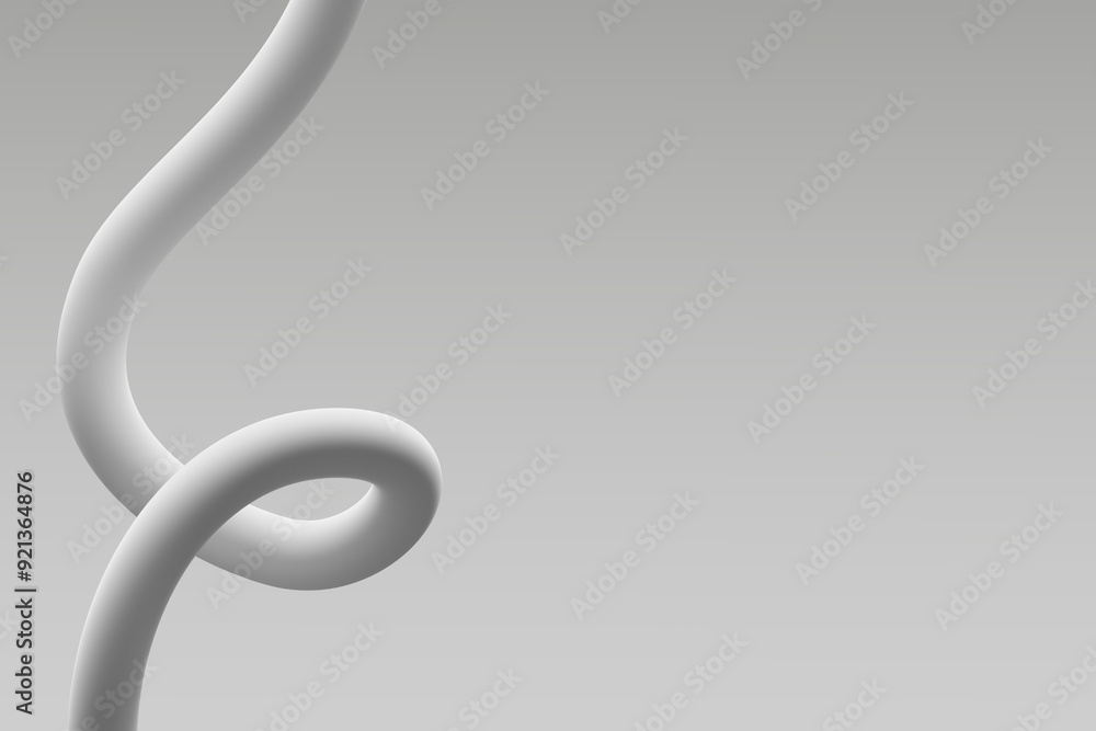 Abstract white spiral sculpture on a gray background in a modern art setting