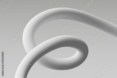 Obraz na płótnie Abstract white curved line wrapping around itself against a light gray background w salonie