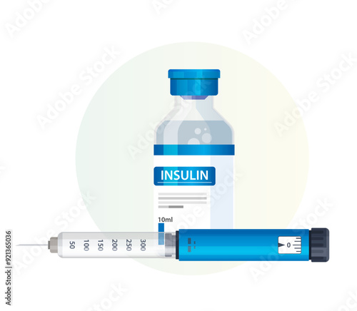 Insulin Pen with Vial - Stock Illustration