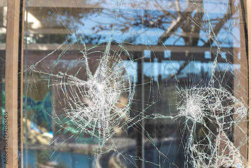 Shattered glass close-up
