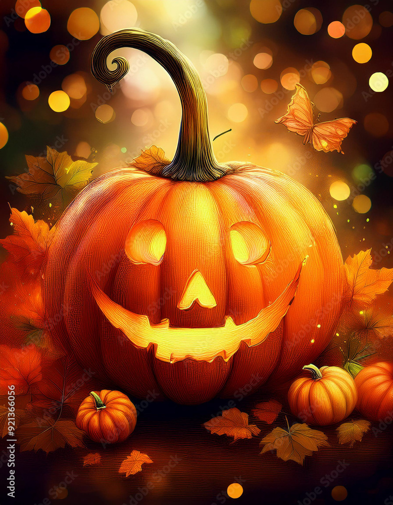 Fototapeta premium Smiling halloween pumpkin.
