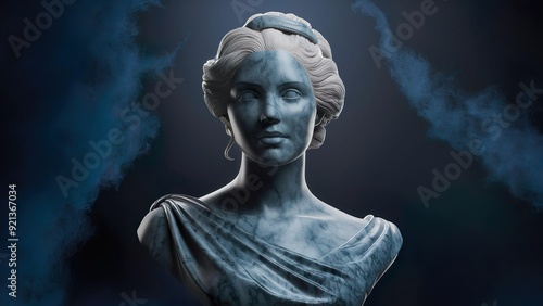 3D illustration of a Renaissance marble statue of Hera. She is the queen of the Gods, the Goddess of marriage and marital, Hera in Greek mythology, known as Juno in Roman mythology.