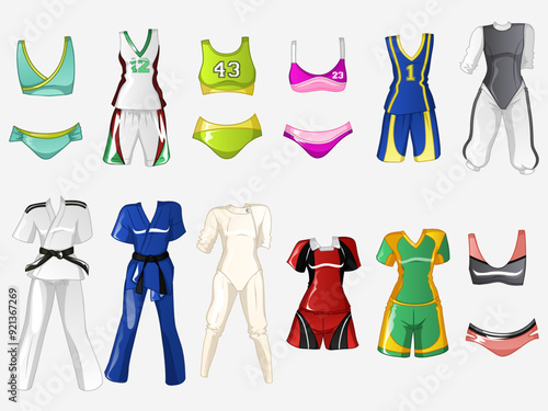 Set of 12 Sportswear Vector Illustrations photo