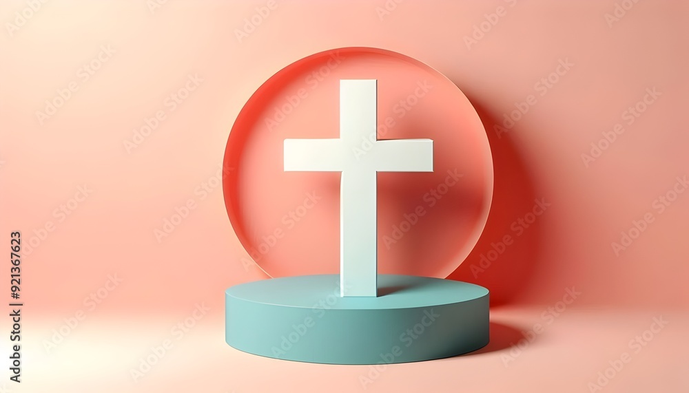 Obraz premium 3D Christian cross . Heaven, Christianity and salvation concept