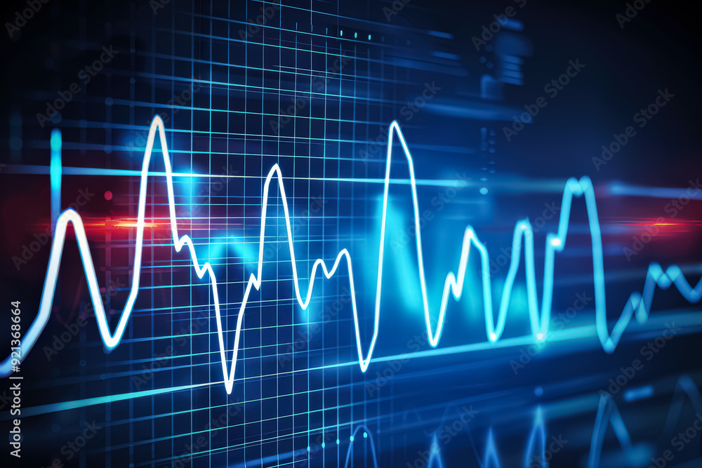 A blue and red line graph with a red line that is almost touching the blue line. The graph is showing a wave pattern A blue and red line graph with a red line that is almost touching the blue line. The graph is showing a wave pattern