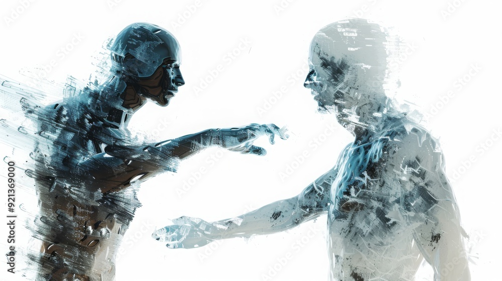 Confrontation of Worlds: Man vs. AI in a Symbolic Standoff Between Humanity and Artificial Intelligence Confrontation of Worlds: Man vs. AI in a Symbolic Standoff Between Humanity and Artificial Intelligence