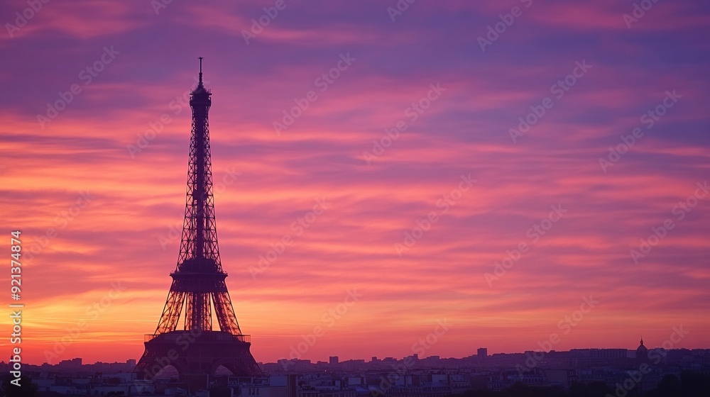 Obraz premium Sunset Over the Eiffel Tower