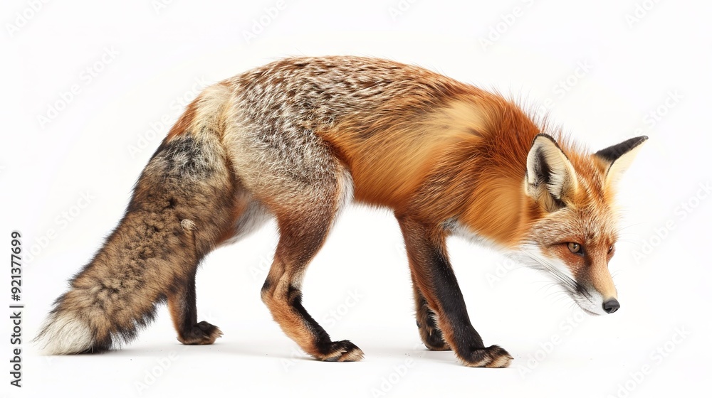 Obraz premium Red fox walking gracefully against a plain background