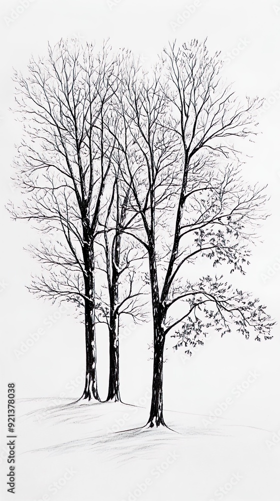 Sketching the depth of a tree’s roots on drawing paper image