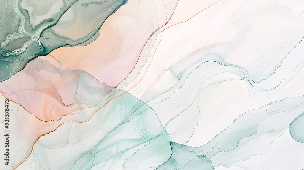 Abstract watercolor design with soft pastels creating fluid shapes and gentle lines on a light background Abstract watercolor design with soft pastels creating fluid shapes and gentle lines on a light background