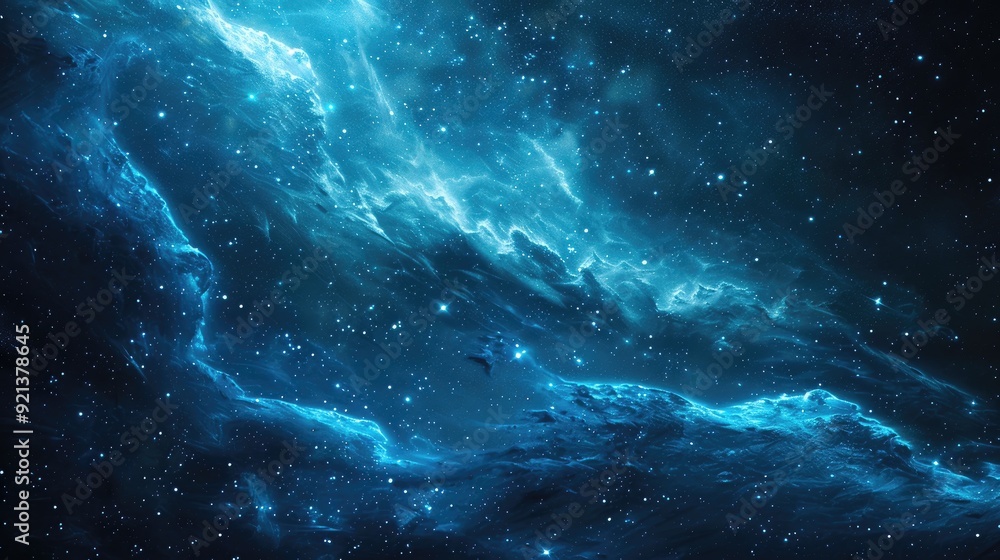 Fototapeta premium A blue sky with stars and a galaxy