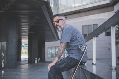 Skater with a tattoo resting