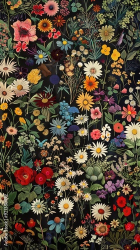 A variety of colorful flowers bloom abundantly in a garden, showcasing nature's beauty during the spring season