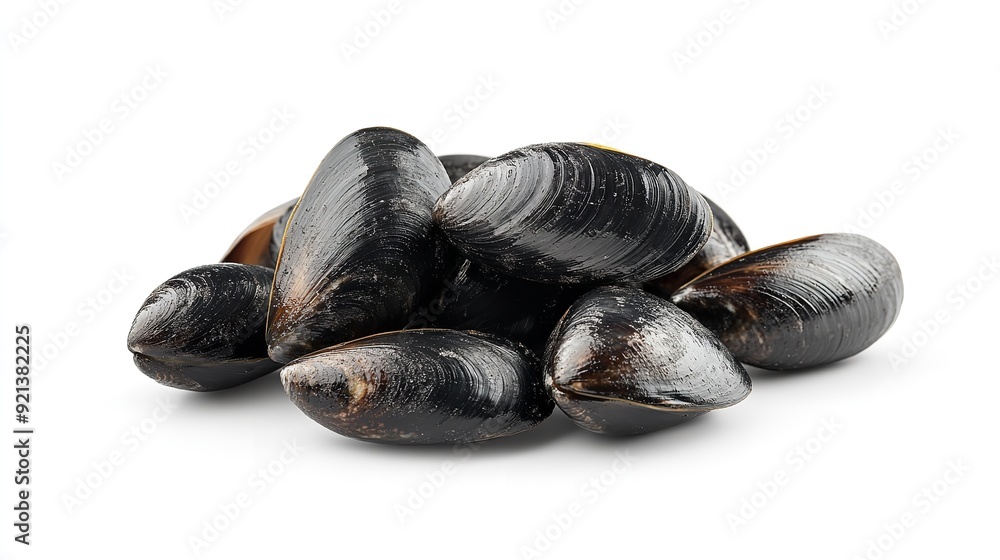 cooked mussels isolated on white background cooked mussels isolated on white background