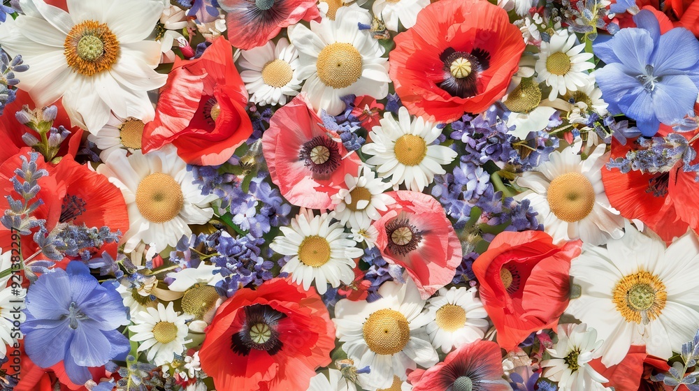 Colorful wildflowers fill the meadow, showcasing the beauty of spring in full bloom Colorful wildflowers fill the meadow, showcasing the beauty of spring in full bloom