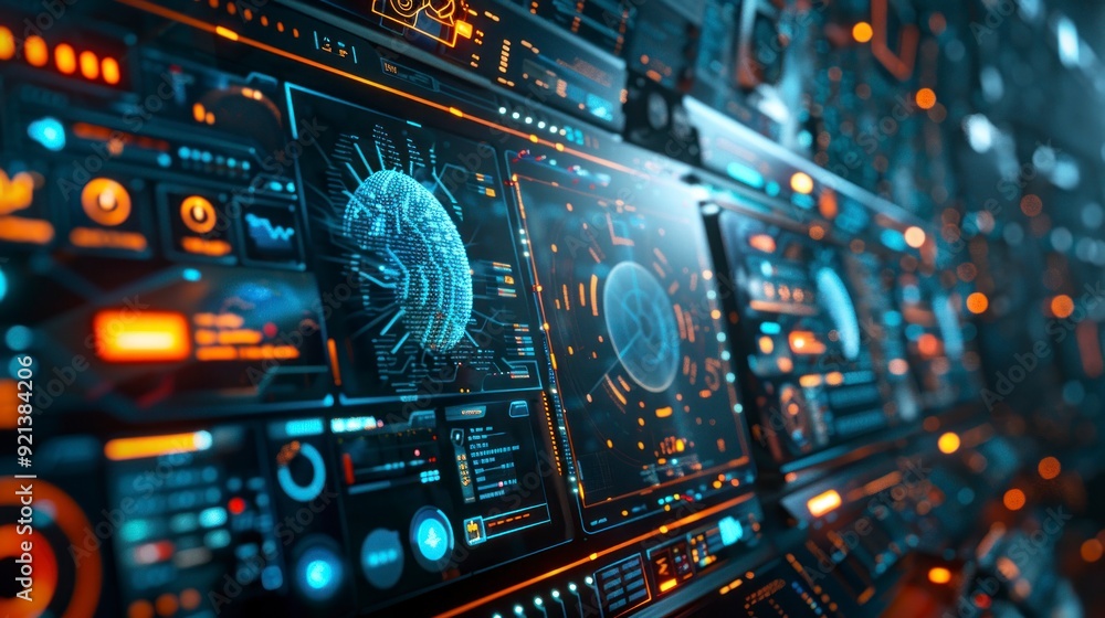 Digital interface displaying user profiles, representing high-tech communication and networking. Digital interface displaying user profiles, representing high-tech communication and networking.