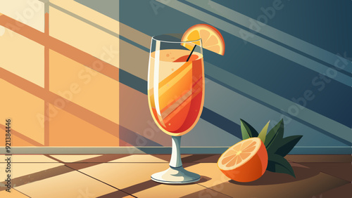 Refreshing Orange Juice in a Glass with Sliced Fruit in Sunlit Room