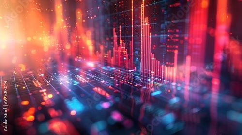 Financial graph with vibrant colors, representing market trends and data analysis.