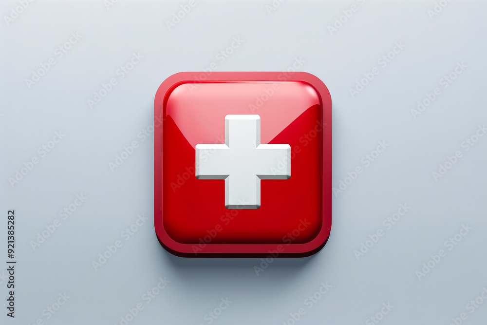 Obraz premium A red and white medical kit with a cross on it. Perfect for illustrating emergency medical supplies, first aid, and healthcare readiness.